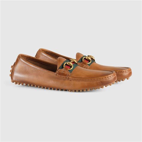 brown gucci driver loafers|Gucci horsebit driving loafers.